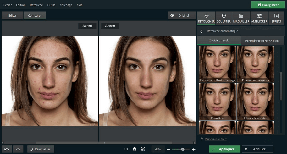 PhotoDiva - logiciel de retouche photo pour une peau lisse