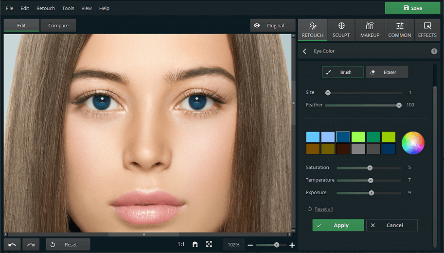 Change Eye Color of Image with Eye Color Changer Online