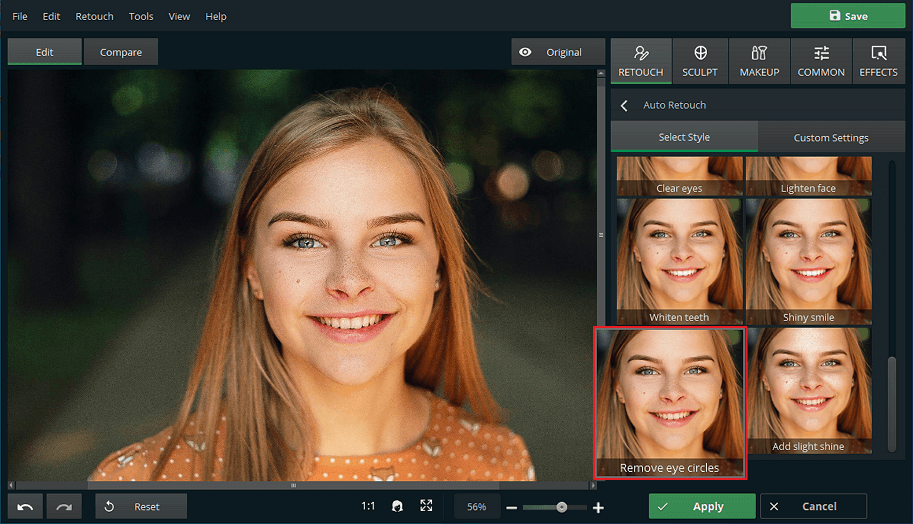 Remove dark circles from photos