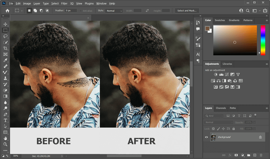 Erasing a tattoo with Photoshop