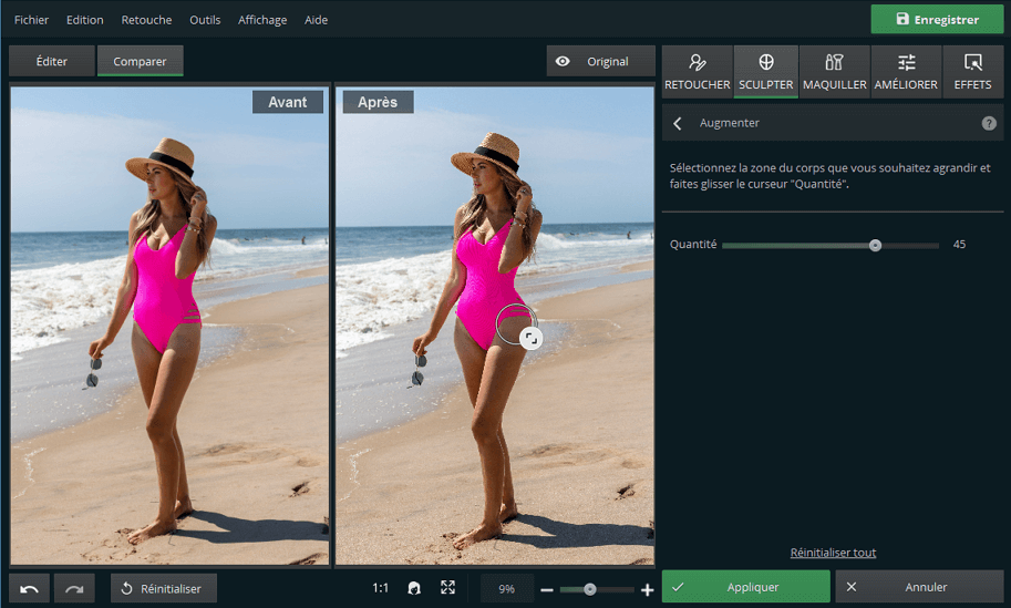 Modifiez les formes du corps avec les outils de PhotoDiva
